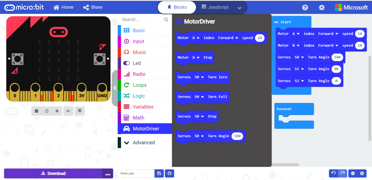 Microbit Motor driver code.PNG